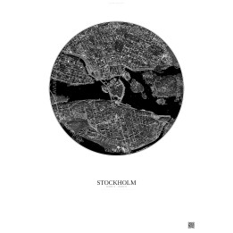 Affiche Stockholm – Poster vue satellite 2.5km N&B | Gravura – Fond clair