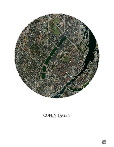Copenhagen Satellite View Poster 2.5km Color | Gravura – Light background