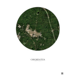Affiche Chichen Itza – Poster vue satellite 0.5km Couleur | Gravura – Fond clair