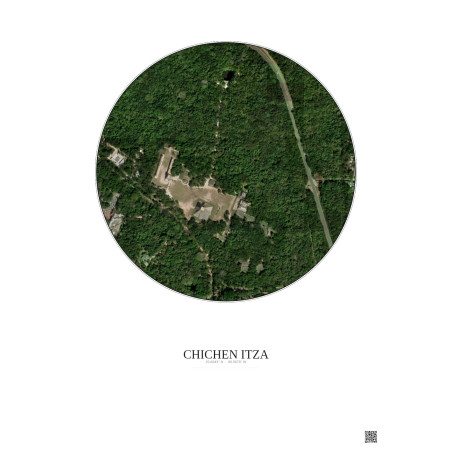 Affiche Chichen Itza – Poster vue satellite 0.5km Couleur | Gravura – Fond clair