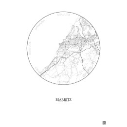 Affiche Biarritz – Poster carte de ville 10km | Gravura – Fond clair