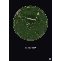 Affiche Chichen Itza – Poster vue satellite 2.5km Couleur | Gravura – Fond foncé