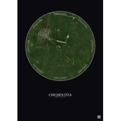 Affiche Chichen Itza – Poster vue satellite 5km Couleur | Gravura – Fond foncé