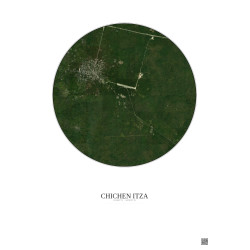 Affiche Chichen Itza – Poster vue satellite 5km Couleur | Gravura – Fond clair