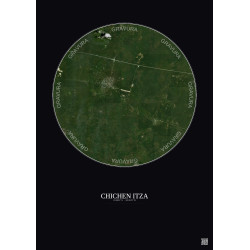 Affiche Chichen Itza – Poster vue satellite 10km Couleur | Gravura – Fond foncé