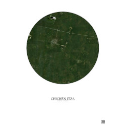 Affiche Chichen Itza – Poster vue satellite 10km Couleur | Gravura – Fond clair
