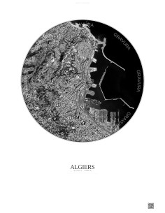 Algiers Satellite View Poster 2.5km B&W | Gravura – Light background