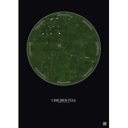 Affiche Chichen Itza – Poster vue satellite 20km Couleur | Gravura – Fond foncé