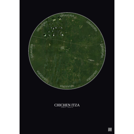 Affiche Chichen Itza – Poster vue satellite 20km Couleur | Gravura – Fond foncé