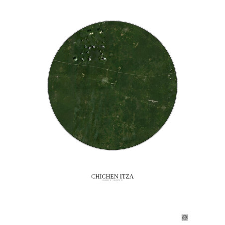 Affiche Chichen Itza – Poster vue satellite 20km Couleur | Gravura – Fond clair
