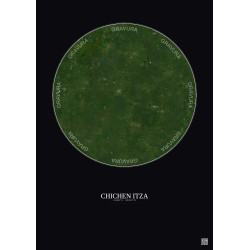 Affiche Chichen Itza – Poster vue satellite 30km Couleur | Gravura – Fond foncé