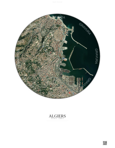 Algiers Satellite View Poster 2.5km Color | Gravura – Light background