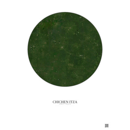 Affiche Chichen Itza – Poster vue satellite 30km Couleur | Gravura – Fond clair