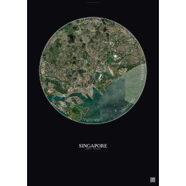 Affiche Singapore – Poster vue satellite 6km Couleur | Gravura – Fond foncé