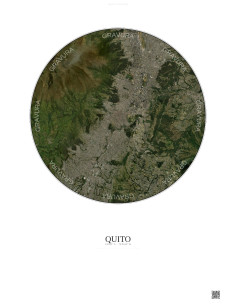 Affiche Quito – Poster vue satellite 10km Couleur | Gravura – Fond clair
