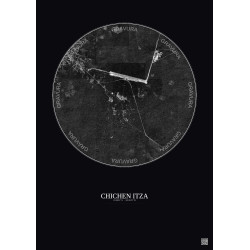 Affiche Chichen Itza – Poster vue satellite 2.5km N&B | Gravura – Fond foncé