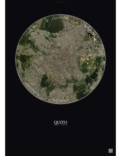 Affiche Quito – Poster vue satellite 2.5km Couleur | Gravura – Fond foncé