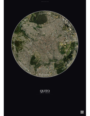 Affiche Quito – Poster vue satellite 2.5km Couleur | Gravura – Fond foncé