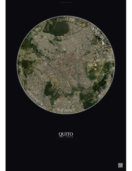 Affiche Quito – Poster vue satellite 2.5km Couleur | Gravura – Fond foncé