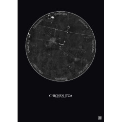 Affiche Chichen Itza – Poster vue satellite 10km N&B | Gravura – Fond foncé