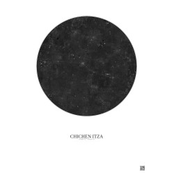 Affiche Chichen Itza – Poster vue satellite 30km N&B | Gravura – Fond clair