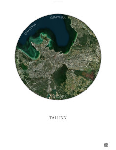 Affiche Tallinn – Poster vue satellite 10km Couleur | Gravura – Fond clair