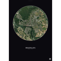 Affiche Bratislava – Poster vue satellite 10km Couleur | Gravura – Fond foncé