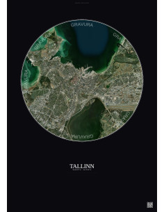 Affiche Tallinn – Poster vue satellite 6km Couleur | Gravura – Fond foncé