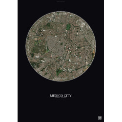 Affiche Mexico City – Poster vue satellite 6km Couleur | Gravura – Fond foncé