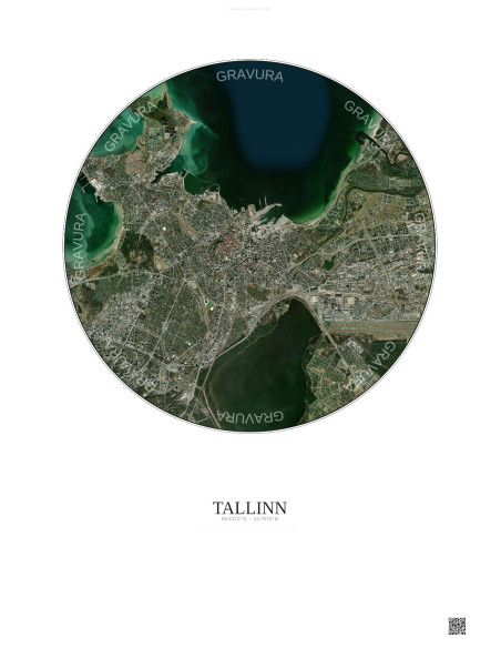 Tallinn Satellite View Poster 6km Color | Gravura – Light background
