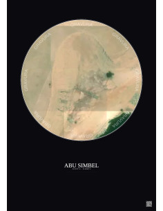 Affiche Abu Simbel – Poster vue satellite 0.1km Couleur | Gravura – Fond foncé