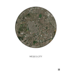 Affiche Mexico City – Poster vue satellite 6km Couleur | Gravura – Fond clair