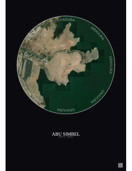 Abu Simbel Satellite View Poster 0.5km Color | Gravura – Dark background