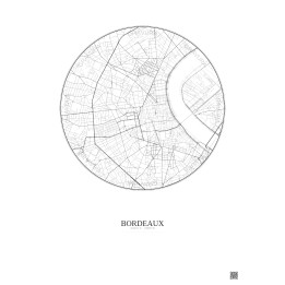 Affiche Bordeaux – Poster carte de ville 2.5km | Gravura – Fond clair