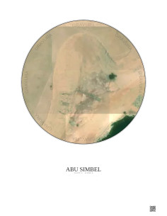 Affiche Abu Simbel – Poster vue satellite 0.1km Couleur | Gravura – Fond clair