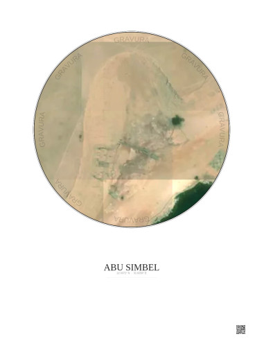 Affiche Abu Simbel – Poster vue satellite 0.1km Couleur | Gravura – Fond clair