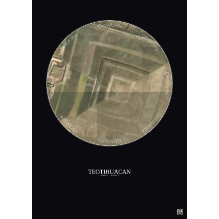 Affiche Teotihuacan – Poster vue satellite 0.1km Couleur | Gravura – Fond foncé