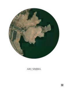 Affiche Abu Simbel – Poster vue satellite 0.5km Couleur | Gravura – Fond clair