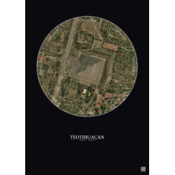 Affiche Teotihuacan – Poster vue satellite 0.5km Couleur | Gravura – Fond foncé