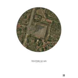 Affiche Teotihuacan – Poster vue satellite 0.5km Couleur | Gravura – Fond clair