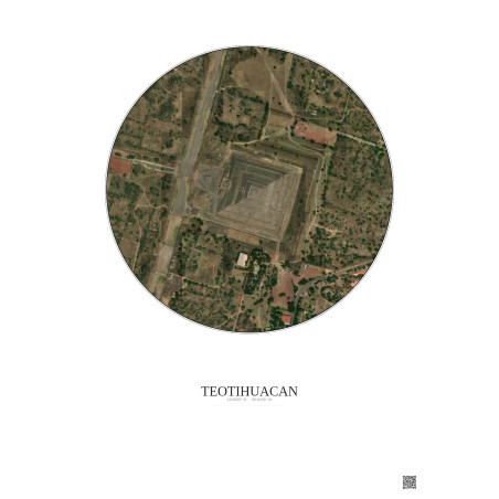 Affiche Teotihuacan – Poster vue satellite 0.5km Couleur | Gravura – Fond clair