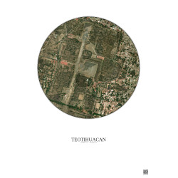 Affiche Teotihuacan – Poster vue satellite 1km Couleur | Gravura – Fond clair