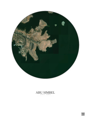 Affiche Abu Simbel – Poster vue satellite 1km Couleur | Gravura – Fond clair
