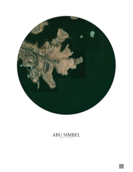 Affiche Abu Simbel – Poster vue satellite 1km Couleur | Gravura – Fond clair