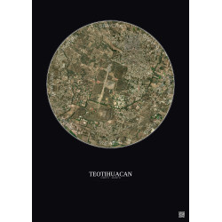 Affiche Teotihuacan – Poster vue satellite 2.5km Couleur | Gravura – Fond foncé