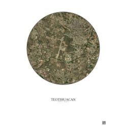 Affiche Teotihuacan – Poster vue satellite 2.5km Couleur | Gravura – Fond clair