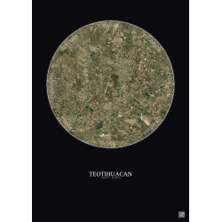 Affiche Teotihuacan – Poster vue satellite 5km Couleur | Gravura – Fond foncé