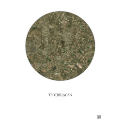 Affiche Teotihuacan – Poster vue satellite 5km Couleur | Gravura – Fond clair