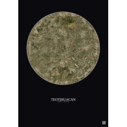 Affiche Teotihuacan – Poster vue satellite 10km Couleur | Gravura – Fond foncé