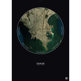 Affiche Dakar – Poster vue satellite 6km Couleur | Gravura – Fond foncé